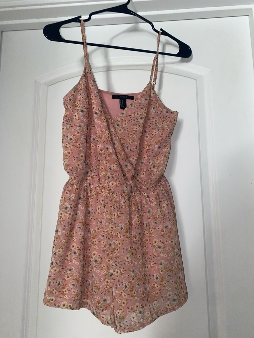 Forever 21 Pink Floral Wrap-Front Mini Romper